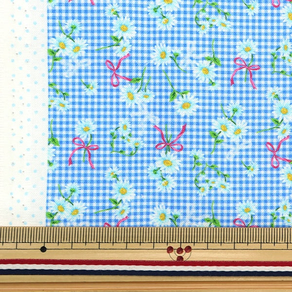 Tela "minicortada Tela Margaret Check Blue aproximadamente 31 cm x 32 cm CMDF-05MC-BL" KIYOHARA