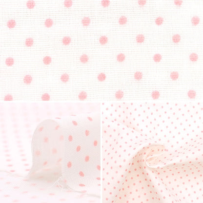 [Aus Menge 5] Stoff "W Gaze Polka Dot Weiß x Pink 88182-1-1"