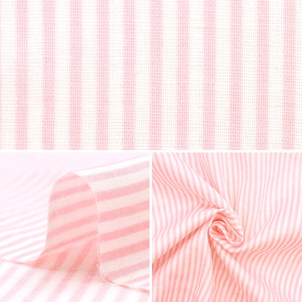 [Dalla quantità 5] tessuto "Wagze Stripe garza rosa x bianco 88182-2-1"