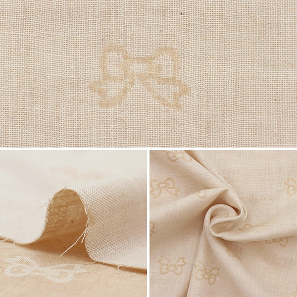 [From quantity 5] Fabric "Organic cotton double gauze RibbonPattern R-0529-J-5]