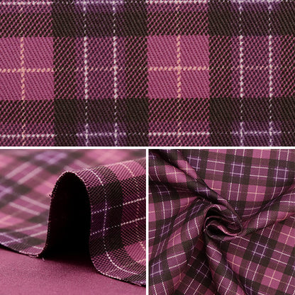 [來自數量5] 織物 “ Twill Check Print Purple 88320-1-3”