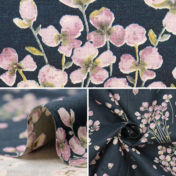 [From quantity 5] Fabric "MOMEN-T moment cotton linenSheeting Sumire Black 148-1255-I4]