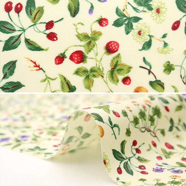 [From quantity 5] Fabric "Twill laminated fruit & floral pattern R-KSP4894-A" COTTON KOBAYASHI