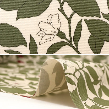 [From quantity 5] Fabric "Twill laminated wood and floral pattern green R-KSP5541-A" COTTON KOBAYASHI