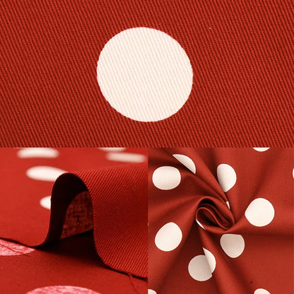 [De la quantité 5] Tissu "Twill Polka Dot Imprimer Large Red 88610-2-5"