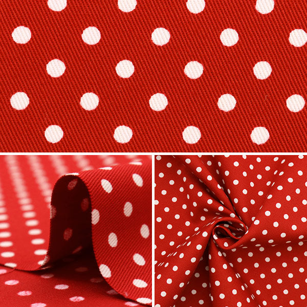 [De la quantité 5] Tissu "Twill Polka Dot Print Medium Red 88610-5-5"