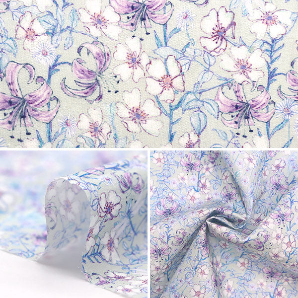 [De la quantité 5] tissu "Liberty Liberty Print Tanalone Mme Monro Gray clair 3635158-J22A" [Yuzawaya Original]