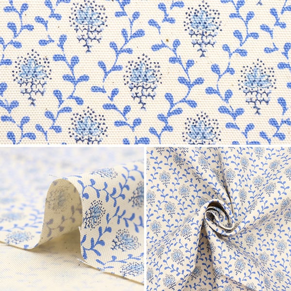 [De la cantidad 5] Fabric "Souleiado Soleado Oxpett Fruurd Chan Ivory X Blue SLFOX-518V" [original de Yuzawaya]