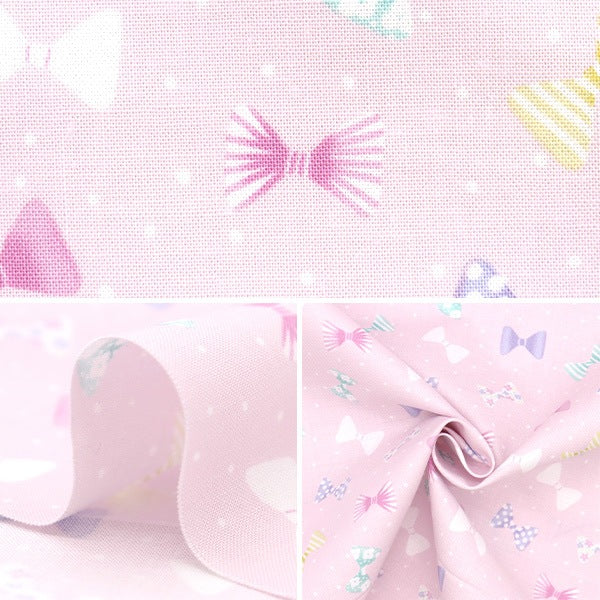 [From quantity 5] Fabric 『Sheeting Petit collection Ribbon Pink PTC-RIB-A]