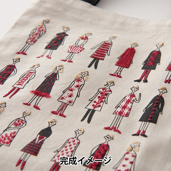 刺しゅう布 『100ネエサン 縫製済ミニトート ペールグレー 中島一恵