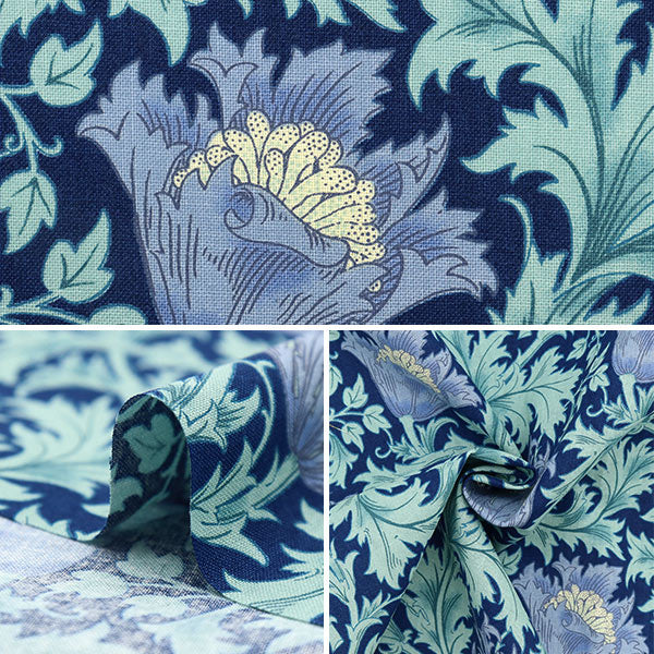 [From quantity 5] Fabric 『Sheeting V & A Anemone Navy VA10002-E]