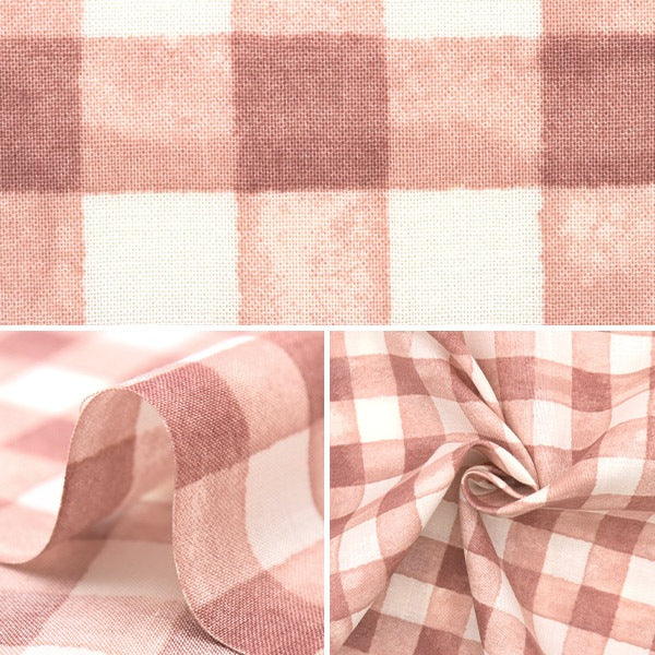 [De la quantité 5] Tissu 『tissu à armure toile Simple bonheur vérifier le rose SO-56700-3A"