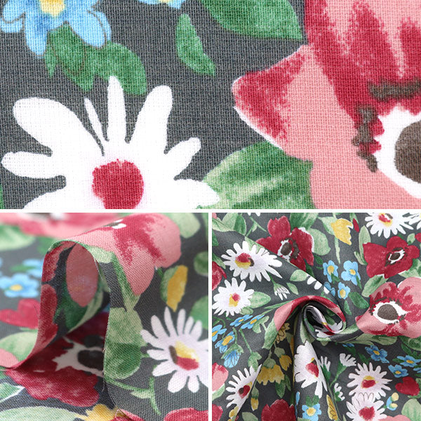 [From quantity 5] Fabric "Emiko Collection Premium Gauze Fleur Red SEC2503-R"