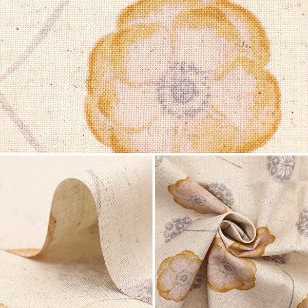 [From quantity 5] Fabric "Moment cotton linenSheeting Anemone Kinari 142-1293-A1]