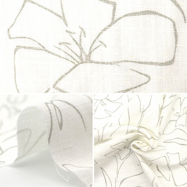 [From quantity 5] Fabric "Toromi Linempling Line Drawing Floral Pattern White LIRYP-LFL-WH"