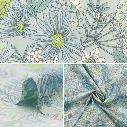 [From quantity 5] Fabric "60 loan flower garden soft textureFabric Blue Green 60LA-FG23-F]