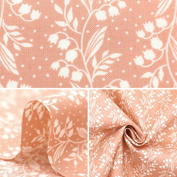 [Dalla quantità 5] Tessuto 『tessuto ad armatura semplice Sorella di casa Suzuran Pattern Peach HS10501-A"