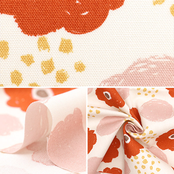 [From quantity 5] Fabric 『Oxford Palette round flower red 144-8048-A1] [Yuzawayaoriginal】