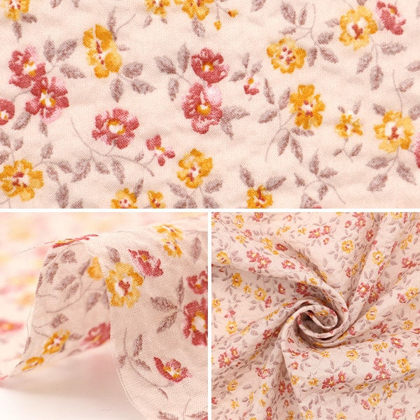 [From quantity 5] Fabric "80 Lone Ripple Processing Anti Clitter Flower Beige SC10504-A"