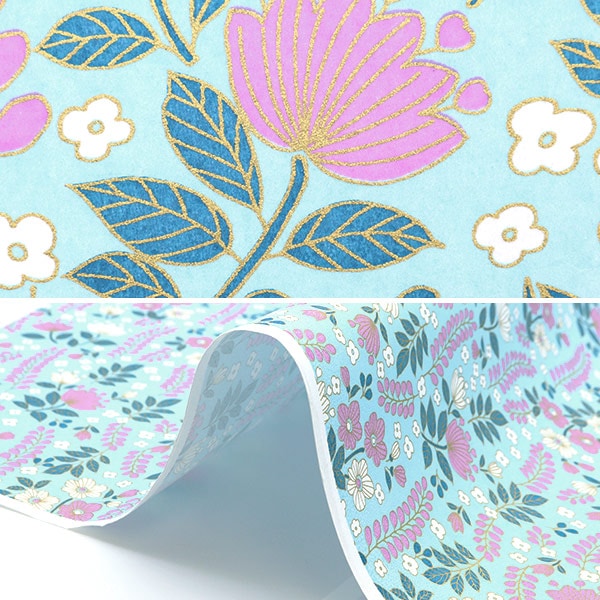 Washi "Machine Mikira Zen Paper Scandinavian Pattern 51 Flower Garden Light Blue Hokuou51"