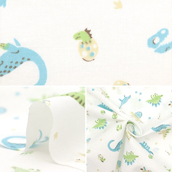 [From quantity 5] Fabric 『Sheeting Dinosaur White NO-DINO-A]