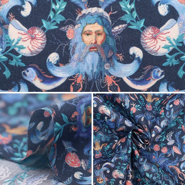 [From quantity 5] Fabric "Liberty Fabric Tana lawn Neptune's Kingdom 3633243-23AT] Liberty Japan