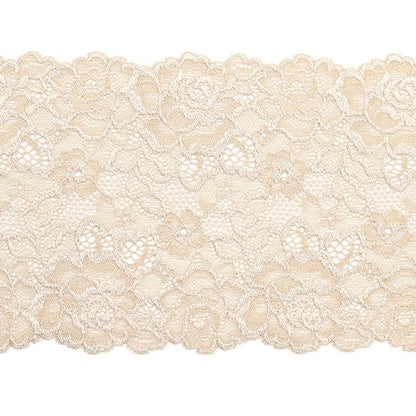 [Dalla quantità 5] nastro ribon in pizzo "Stretch Lace 2023 Larghezza circa 14 cm Beige 1724R"