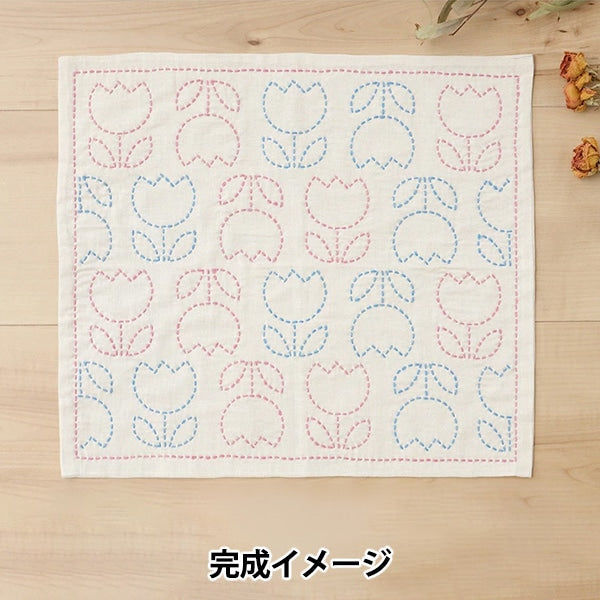 Kit de broderie "kit de kit Sashiko Tulip B 10127-12" Harawoolhara Wool