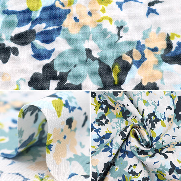 [From quantity 5] Fabric 『SheetingAngel Soft Processing Geometric Flower Blue NSE-ABFL-BL] KOKKA