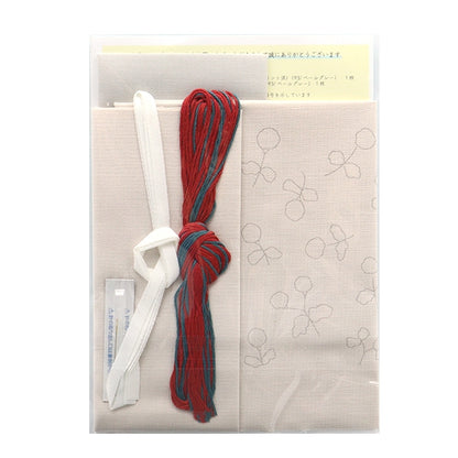 Embroidery kit "Hoshi Akari's embroidery notebook drawstring bag wood strawberry 539" Totsuka Sashiri