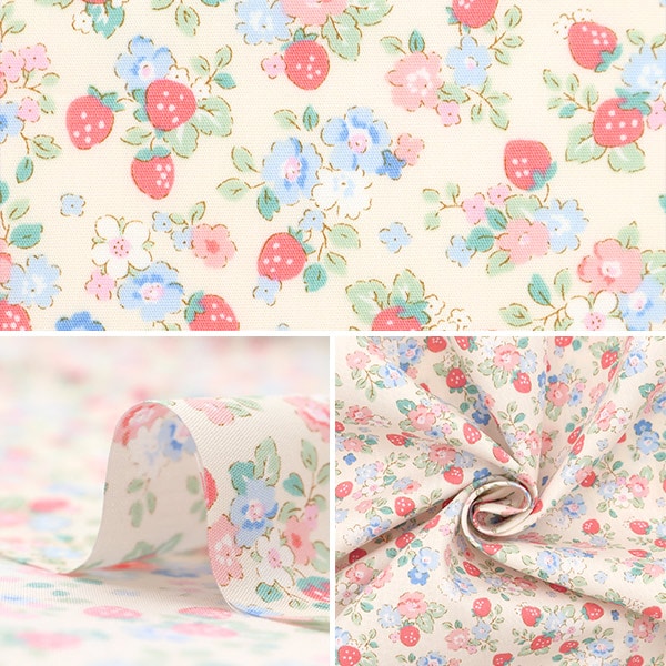 [From quantity 5] Fabric "Broad Find My Strawberry Flower AP35407-1B"