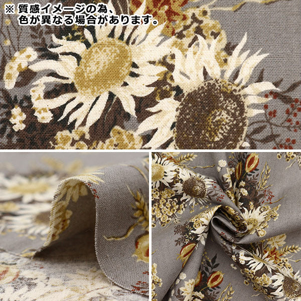 [From quantity 5] Fabric "Cotton linenSheeting Flower pattern black NCLS-ROSU-BK] KOKKA