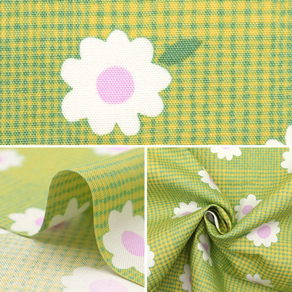 [De la cantidad 5] Fabric "Oxcalarism Check and Flower Yellow 142-1340-A1"