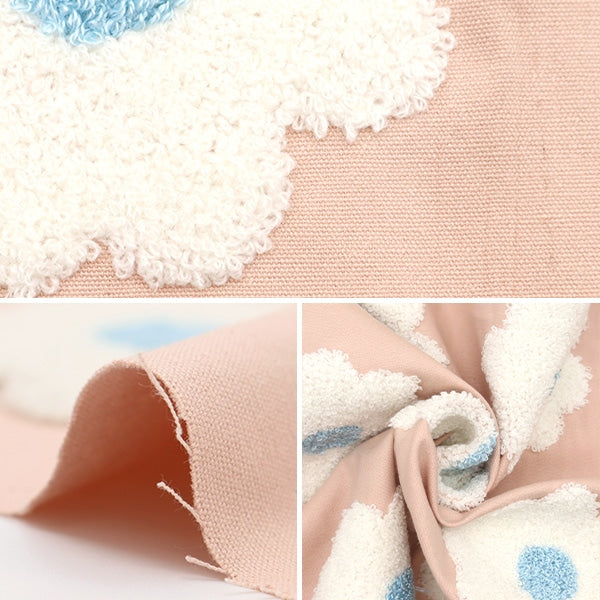 [From quantity 5] Fabric "Tuffing-like uneven embroidery Margaret large pink 150-1635-B1"