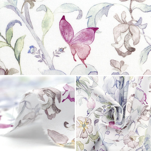 [From quantity 5] Fabric "Liberty Fabric Tana lawn Butterfly Bine Lavender 363J6437J23A] [Yuzawayaoriginal】