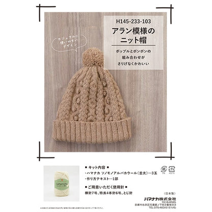 뜨개질 키트 "Alan Pattern Knit Hat Beige H145-233-103" Hamanaka