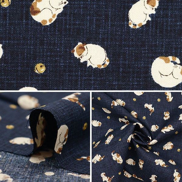 [From quantity 5] Fabric 『Sheeting Japanese pattern tin cat con 88234-4-1]