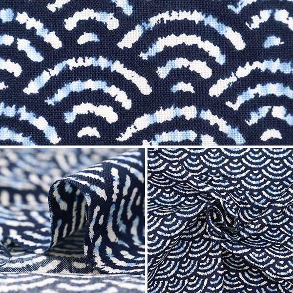 [From quantity 5] Fabric 『Scare Print Aperture style Japanese pattern Aomi wave 850257-7-1]