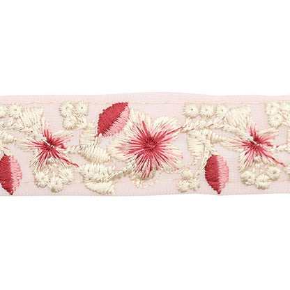 [From quantity 5] HandicraftTrim 『2022 Indian embroidery trim Pink x Pink 45124A]