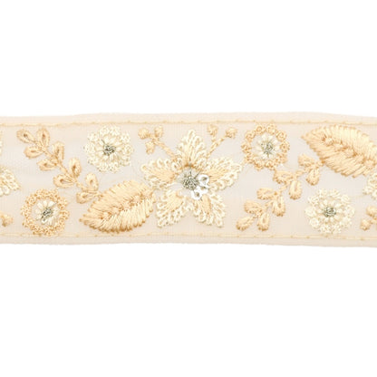 [From quantity 5] HandicraftTrim 『2022 Indian embroidery trim Beige x beige 45127E]