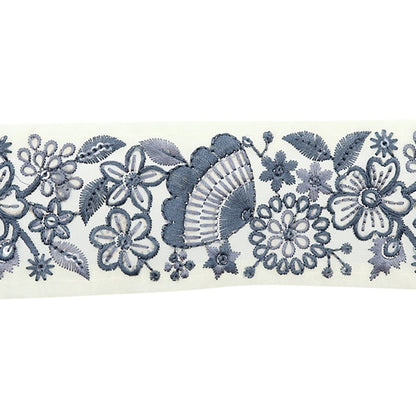 [From quantity 5] HandicraftTrim 『2022 Indian embroidery trim Cream x gray 45133D]