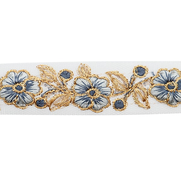 [From quantity 5] HandicraftTrim 『2022 Indian embroidery trim Blue x Blue 075C]