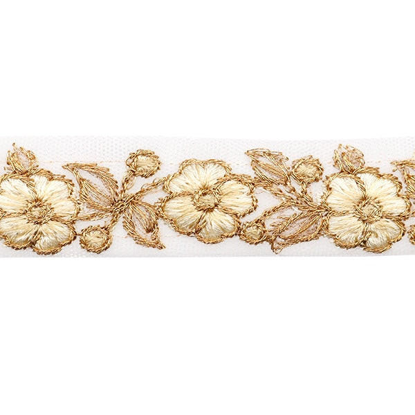 [From quantity 5] HandicraftTrim 『2022 Indian embroidery trim White x cream 075E]