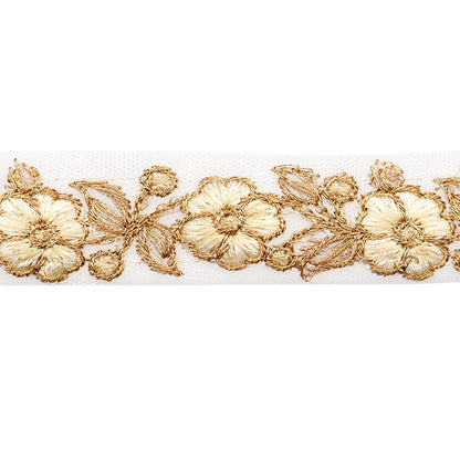 [From quantity 5] HandicraftTrim 『2022 Indian embroidery trim White x cream 075E]