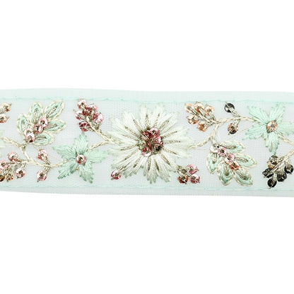 [From quantity 5] HandicraftTrim 『2022 Indian embroidery trim Green 45180B]