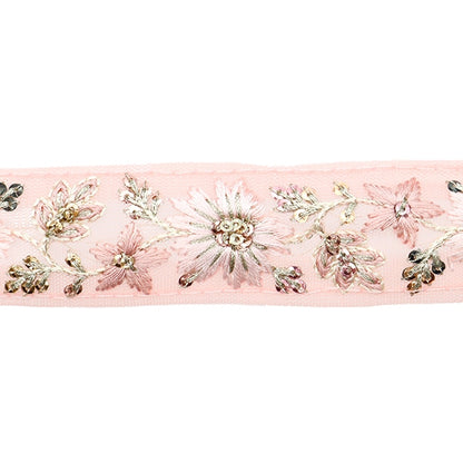 [From quantity 5] HandicraftTrim 『2022 Indian embroidery trim Pink x pink 45180K]