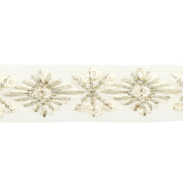 [From quantity 5] HandicraftTrim 『2022 Indian embroidery trim White x White 157H]