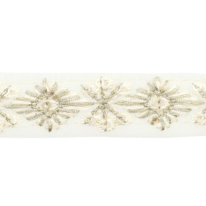 [From quantity 5] HandicraftTrim 『2022 Indian embroidery trim White x White 157H]