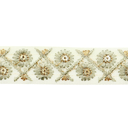 [From quantity 5] HandicraftTrim 『2022 Indian embroidery trim Green x Green 158F]