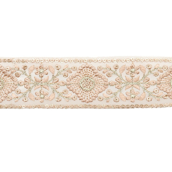 [From quantity 5] HandicraftTrim 『2023 Indian embroidery trim Pink 371a]